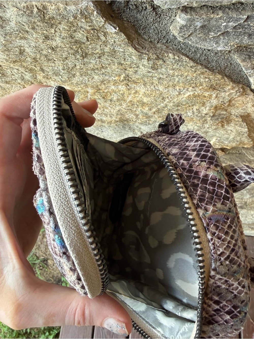 Aimee Kestenberg Mauve Snake-Print Crossbody Bag - Picture 3 of 4
